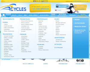 Acycles Mega menu e commerce