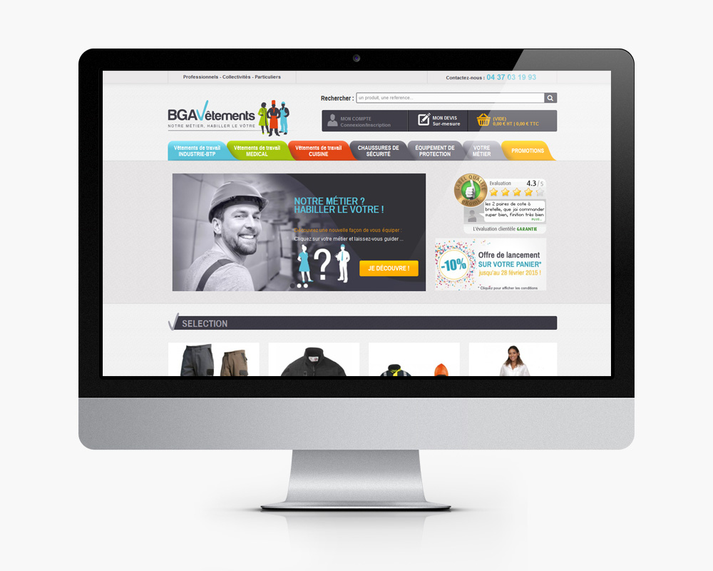 Page d'accueil bga site e commerce responsive design sous PrestaShop