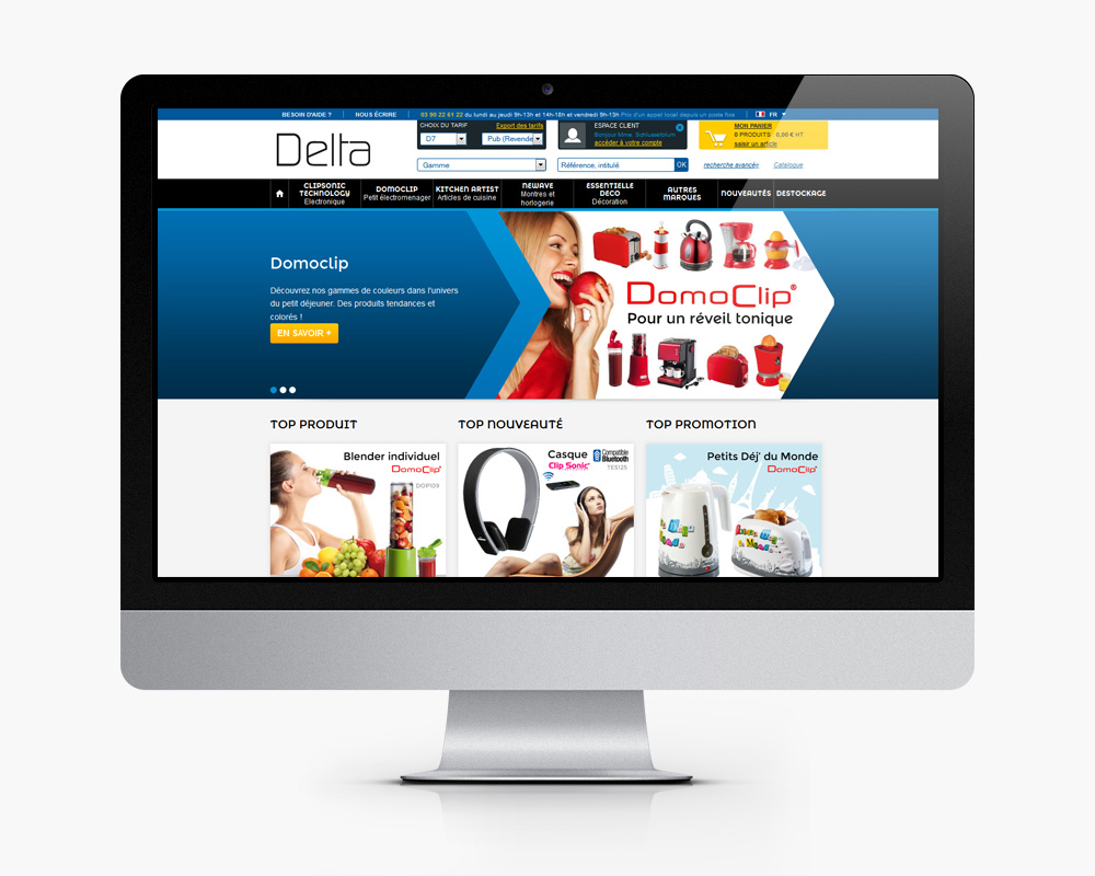 Page d'accueil Delta Refonte e-commerce