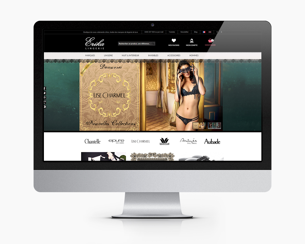 Page d'accueil erika site e commerce de lingerie