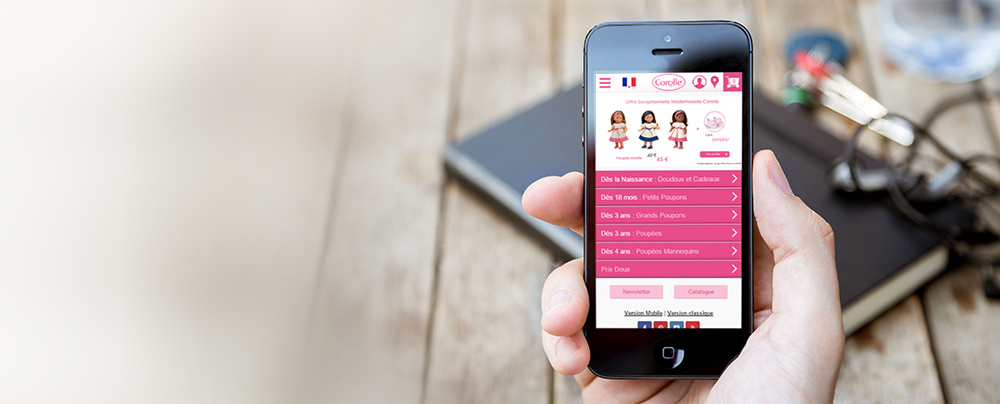 Version mobile site e commerce poupée Corolle