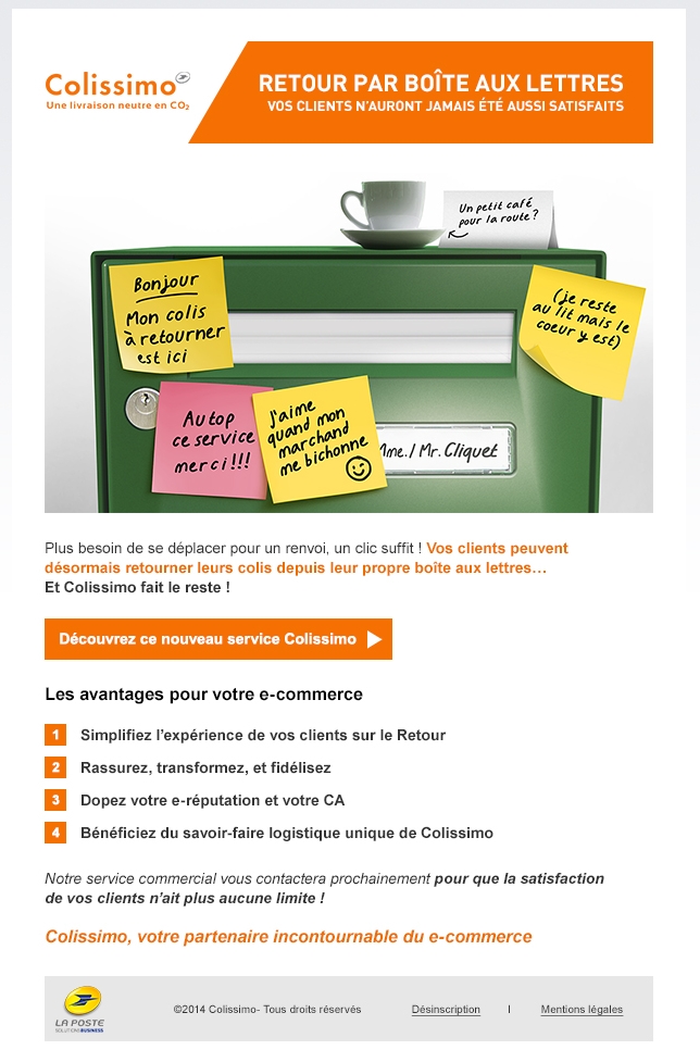 déposer colissimo dans boite aux lettres
